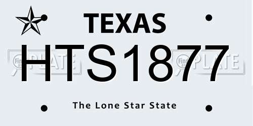 HTS1877 Texas License Plate