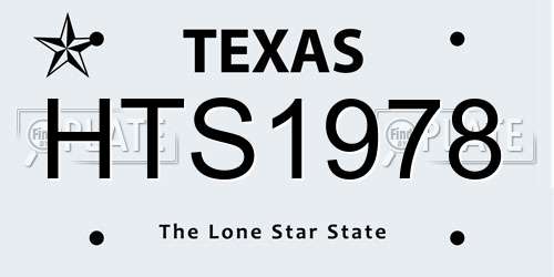 HTS1978 Texas License Plate