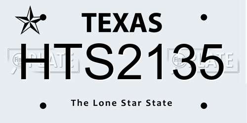 HTS2135 Texas License Plate
