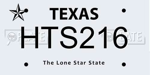 HTS216 Texas License Plate