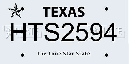 HTS2594 Texas License Plate