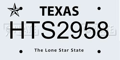 HTS2958 Texas License Plate
