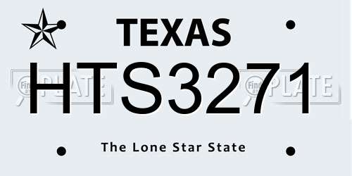 HTS3271 Texas License Plate
