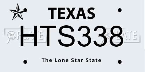 HTS338 Texas License Plate