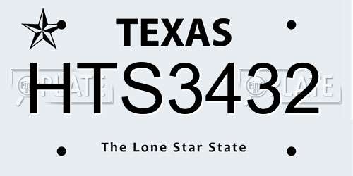 HTS3432 Texas License Plate