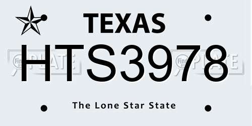 HTS3978 Texas License Plate