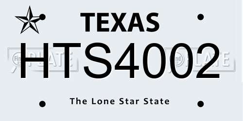 HTS4002 Texas License Plate