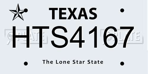 HTS4167 Texas License Plate
