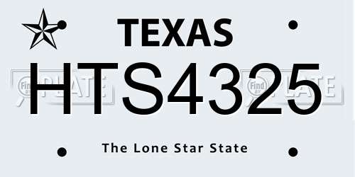 HTS4325 Texas License Plate