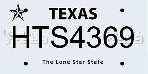 HTS4369 Texas License Plate
