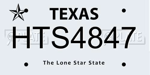 HTS4847 Texas License Plate