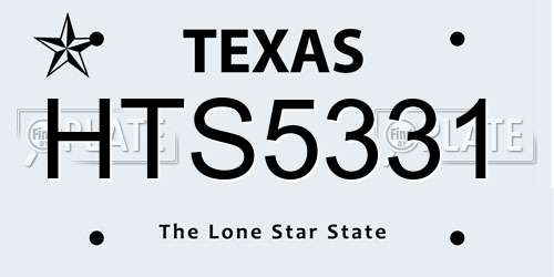 HTS5331 Texas License Plate