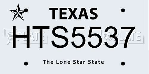 HTS5537 Texas License Plate
