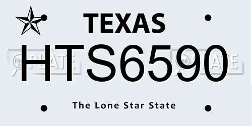 HTS6590 Texas License Plate