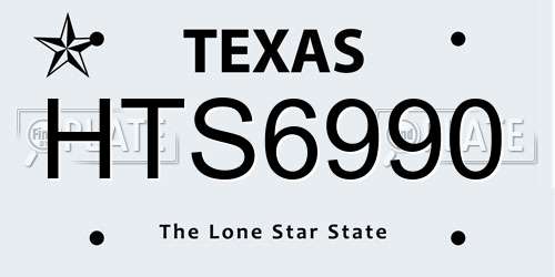 HTS6990 Texas License Plate