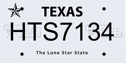 HTS7134 Texas License Plate