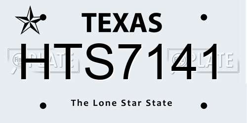 HTS7141 Texas License Plate