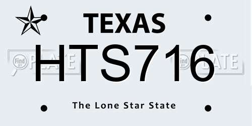 HTS716 Texas License Plate