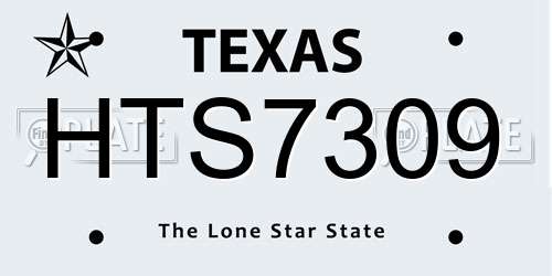 HTS7309 Texas License Plate
