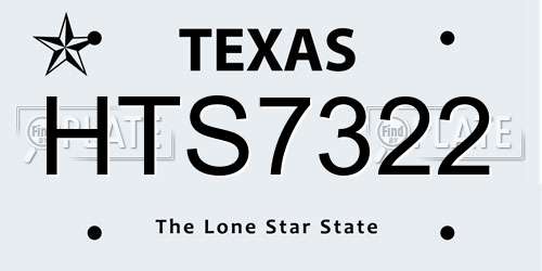 HTS7322 Texas License Plate