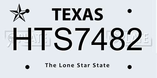 HTS7482 Texas License Plate