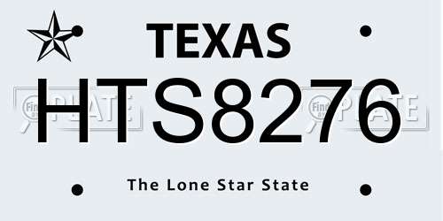 HTS8276 Texas License Plate