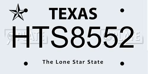 HTS8552 Texas License Plate