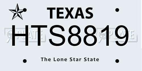 HTS8819 Texas License Plate