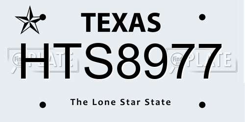HTS8977 Texas License Plate