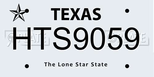 HTS9059 Texas License Plate
