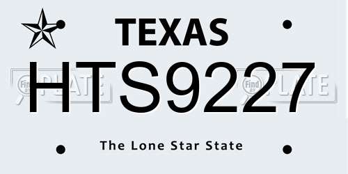 HTS9227 Texas License Plate