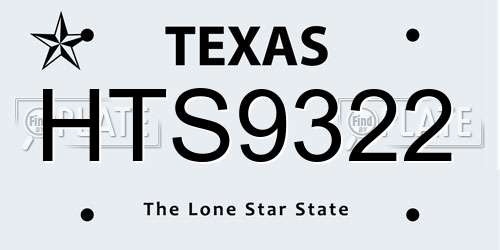 HTS9322 Texas License Plate