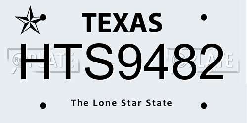 HTS9482 Texas License Plate