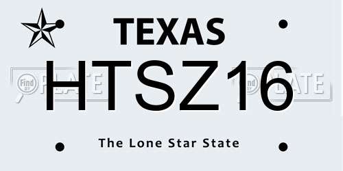 HTSZ16 Texas License Plate