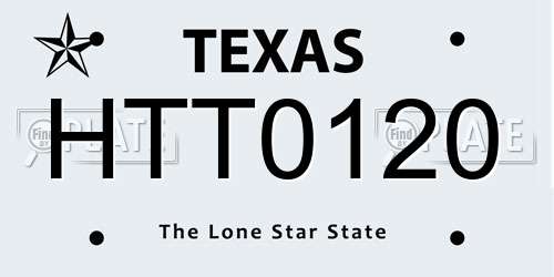 HTT0120 Texas License Plate