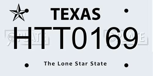 HTT0169 Texas License Plate