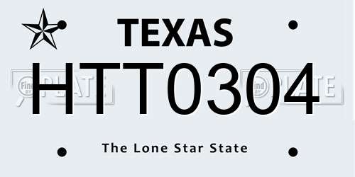 HTT0304 Texas License Plate