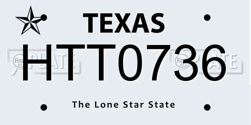 HTT0736 Texas License Plate