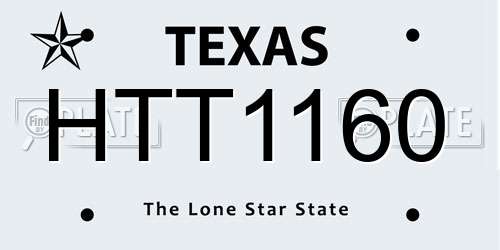 HTT1160 Texas License Plate
