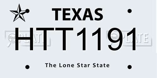 HTT1191 Texas License Plate