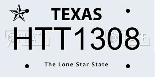 HTT1308 Texas License Plate