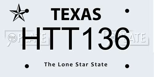 HTT136 Texas License Plate