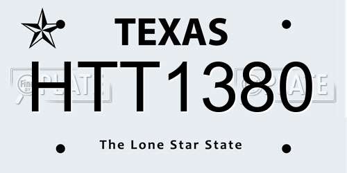 HTT1380 Texas License Plate