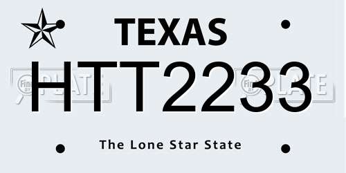 HTT2233 Texas License Plate