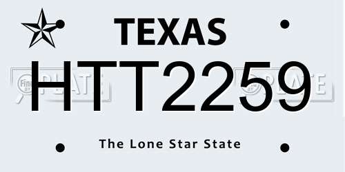 HTT2259 Texas License Plate