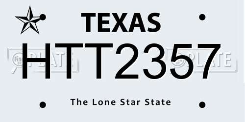 HTT2357 Texas License Plate