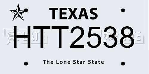 HTT2538 Texas License Plate