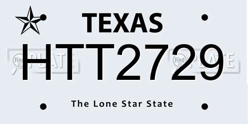 HTT2729 Texas License Plate