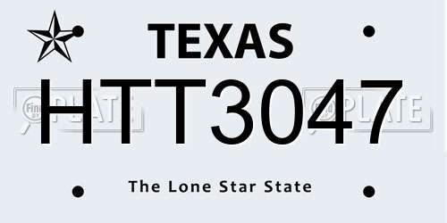 HTT3047 Texas License Plate