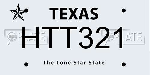 HTT321 Texas License Plate